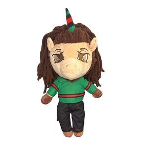 The Black Unicorn Doll Plush Dreds Boy Green Shirt Stuffed Animal